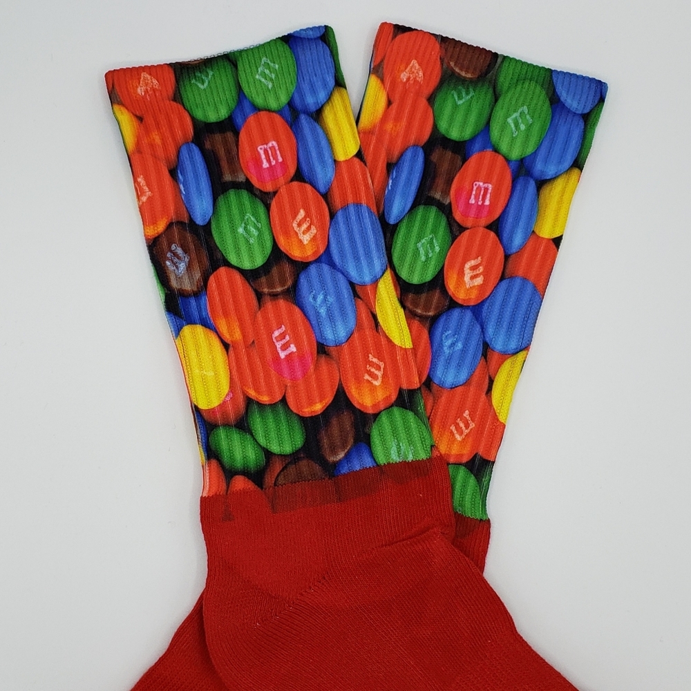 Custom M&M Cotton/Polyester Socks Red